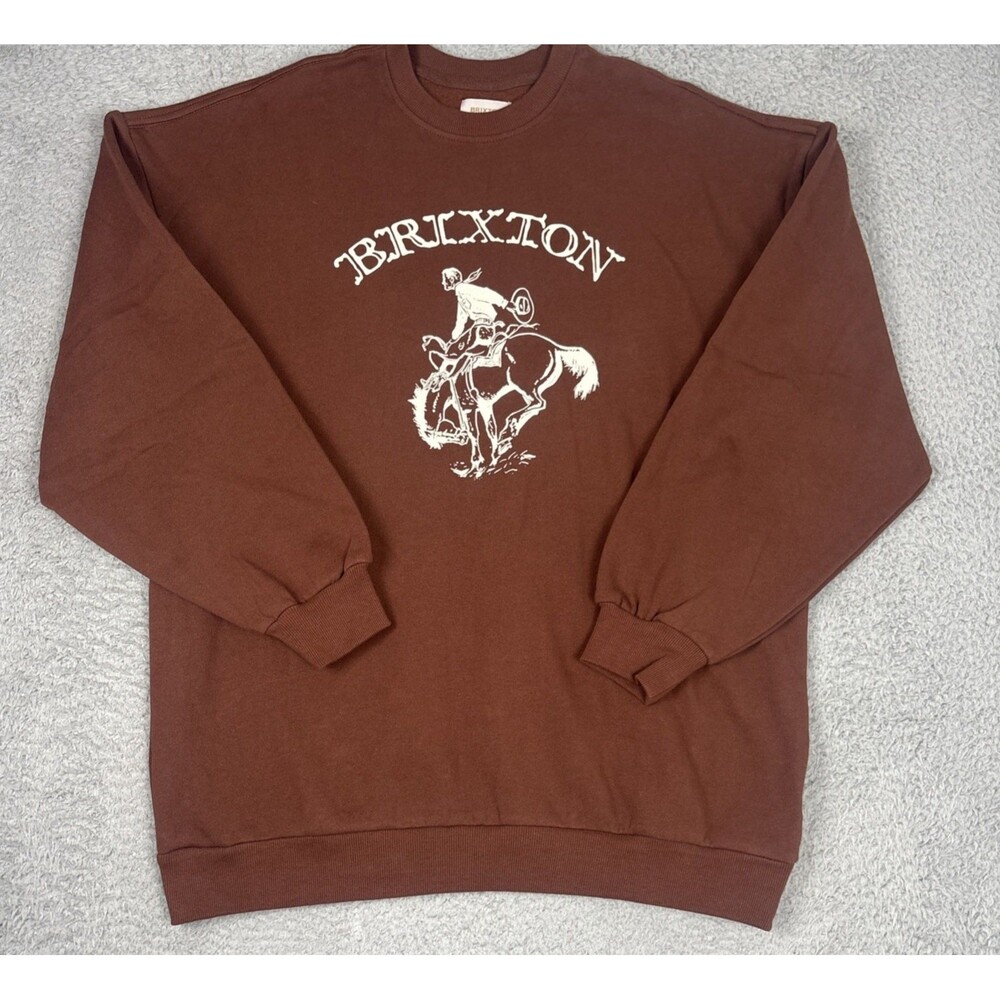 Brixton Western Horse Crewneck Sweatshirt Sepia Brown Size Small Cowgirl Rodeo